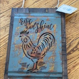 NEW Acid Wash Rise & Shine Rooster Metal sign